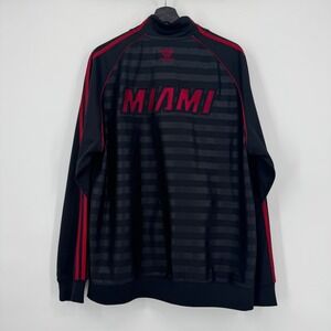 Adidas Miami Heat Track Jacket Medium Black Red Striped NBA Full Zip Athletic
